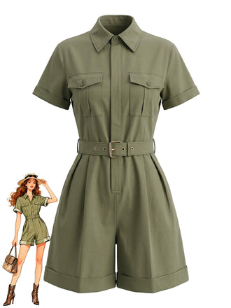 50er Romper mit Reverskragen und Tasche