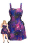[Übergröße] 80er Trägerkleid mit Kosmos-Print und Schnürung
