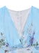 Hellblaues 50er Maxikleid mit Aquarellblumen