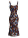 30er Netz-Bodycon-Kleid mit Eckiger Ausschnitt und Blumen
