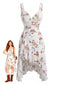 Weißes 60er Kleid mit Blumenprint und High-Low-Saum