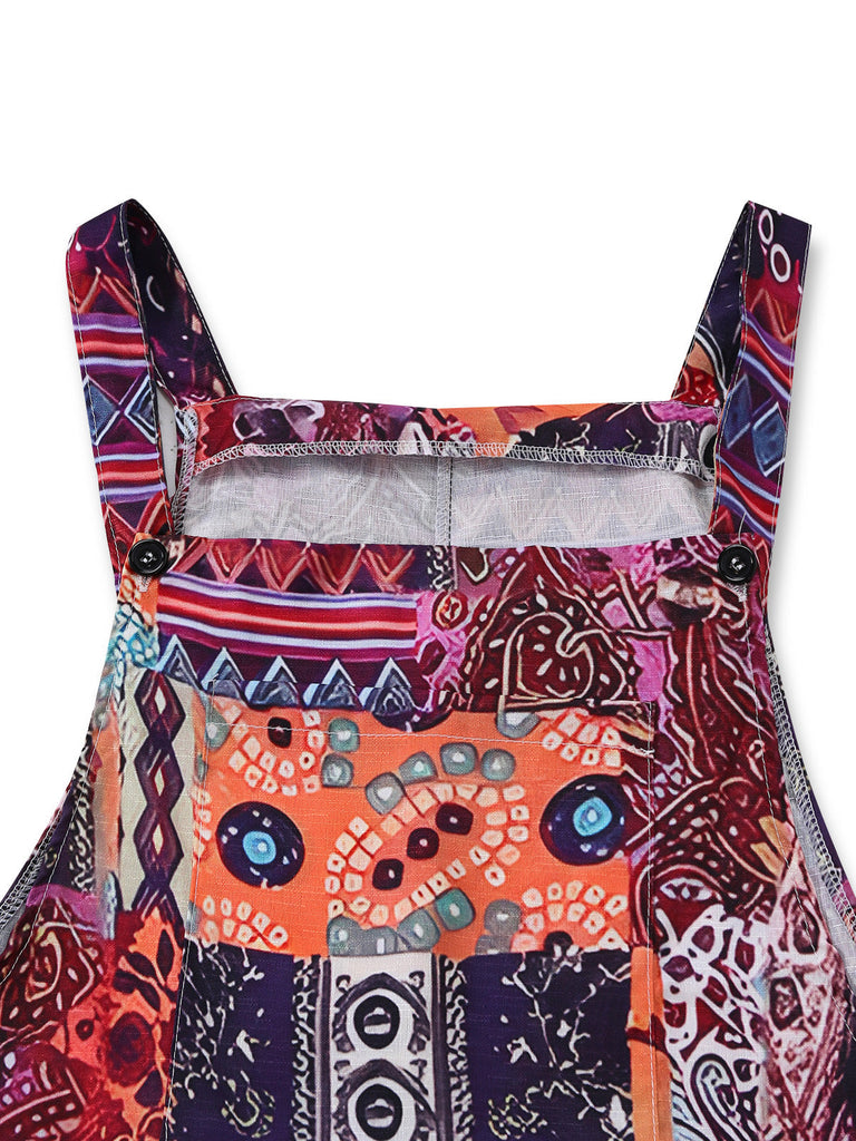 70er Boho Jumpsuit mit Ethno-Blumenprint