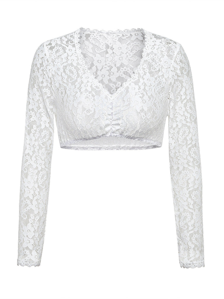 Weiß 50er mit Blumen und Crop-Top