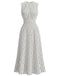 30er Ärmelloses Raffkleid mit Polka-Dots und Rundhals