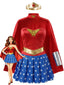 Mehrfarbiges 50er Wonder-Woman Kostüm-Set mit Umhang und Stirnband