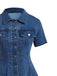 Blaues 50er Jeans-Kleid mit Kurzarm und Reverskragen