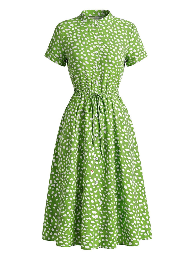 40er Baumwoll-Shirtkleid mit Taillenbinde