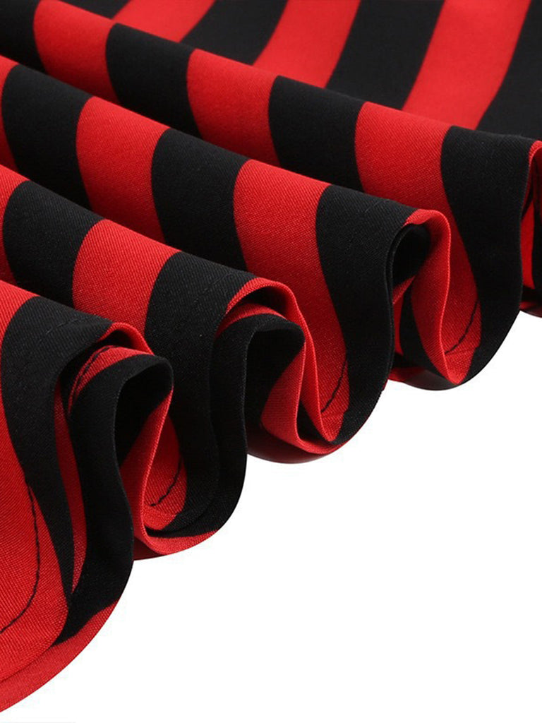 Schwarzer & Roter 50er Rock mit Streifen und Taschentuch