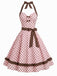 Rosa 50er Kleid mit Polka-Dots und Neckholder