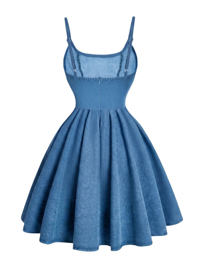 Blau 50er Jeans-Korsett mit Spaghettiträger