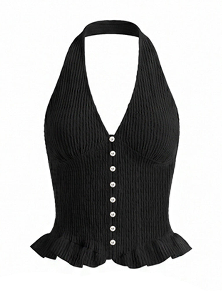 Schwarzes 60er 2PCS Strick-Set mit Rock