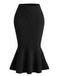 Schwarzes 60er 2PCS Strick-Set mit Rock