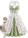Grünes & Graues 50er Kleid mit Neckholder und Blumen