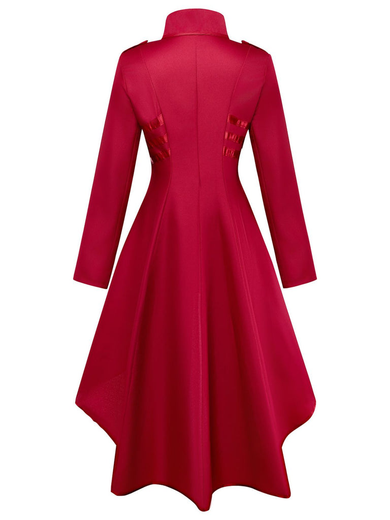 40er mittelalterliche Frackjacke mit Stehkragen und High-Low-Saum