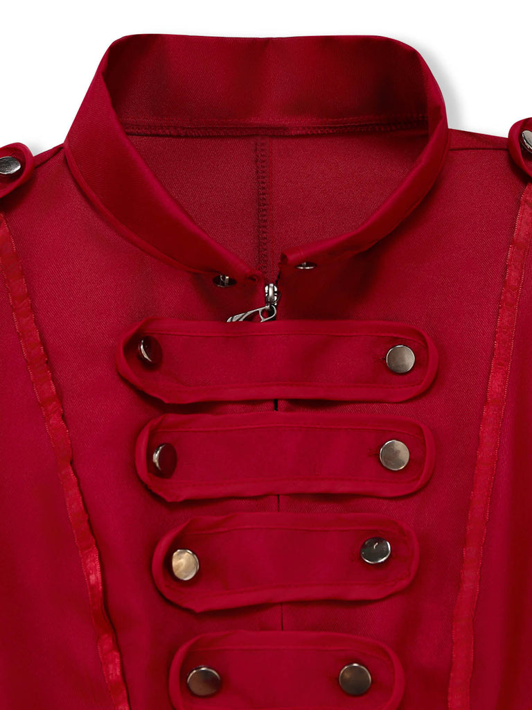 40er mittelalterliche Frackjacke mit Stehkragen und High-Low-Saum