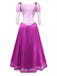 Lila 40er Märchen-Prinzessinnen-Kostümkleid mit Puffärmeln