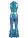 Blauer 60er Jumpsuit mit Metallic und Gürtel