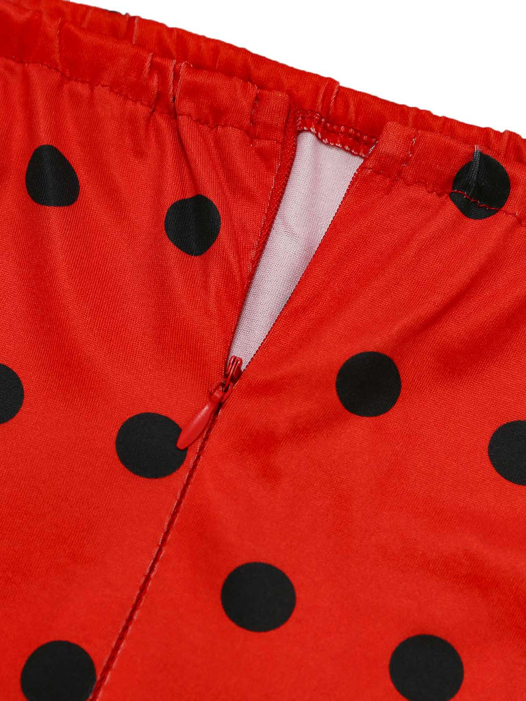 Rotes 50er Halloween Kleid mit Marienkäfer