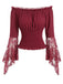 50er schulterfreies Top mit Smok und Spitze