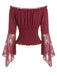 50er schulterfreies Top mit Smok und Spitze