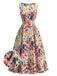 40er Ärmelloses Midikleid mit Blumen