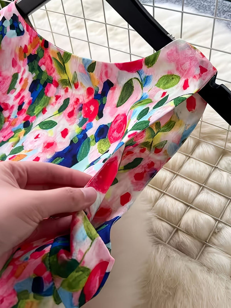 40er Ärmelloses Midikleid mit Blumen