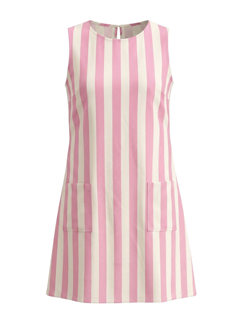 1960s Floral Striped Vintage Classic Dress 3