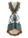 Weißes 70er Boho Minikleid mit Paisley und Fransen