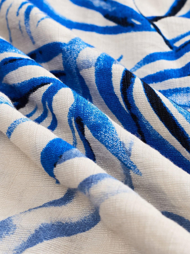 50er schulterfreies Romper mit Rüschen und Print