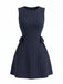 Marineblaues 60er Ärmelloses Kleid mit Streifen und A-Linie