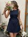 Marineblaues 60er Ärmelloses Kleid mit Streifen und A-Linie