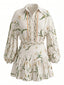 Apricot 60er Zweiteiler aus Top und Rock mit Blumenprint