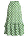 60er Maxirock mit Geometrie-Print und Rüschensaum