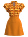 Orange 60er Kleid mit Rüschen und Print