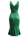 Grünes 50er Satin-Meerjungfrauenkleid mit Raffungen