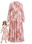 Pink 1950s Floral Belted Vintage Dress 2