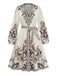 70er Boho Kleid mit V-Ausschnitt und Ballonärmel