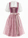 Rosa 50er Oktoberfest-Dirndl-Set mit weißem Top und Paillettenschürze