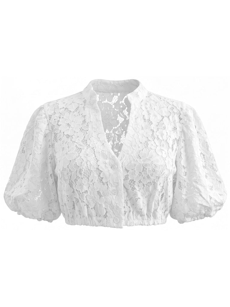 Blaues 50er Kleid mit Schürze und kurzem Top