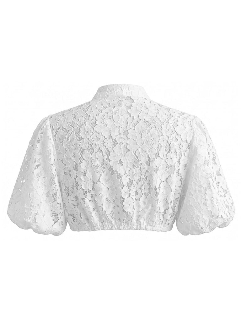Grünes 50er Oktoberfest-Dirndl-Set mit Spitzentop und Bordürenprint