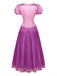 Rosa 50er Kleid mit Puffärmel und Schnürung