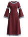 30er Renaissancekleid mit Rundhals und Glockenärmeln