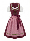 50er schulterfreies Baumwoll-Kleid mit Polka-Dots und Gingham