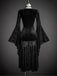 Schwarzes 80er Kleid mit V-Ausschnitt und Samt