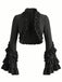 Schwarze 50er Gothic Jacke mit Rüschen und Langärmeln