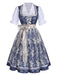 Dunkelblaues 50er Kleid mit Blumen und Puffärmel