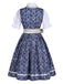 Dunkelblaues 50er Kleid mit Blumen und Puffärmel