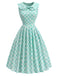 Grünes 50er Kleid mit Peter-Pan-Kragen und Tasche