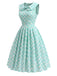 Grünes 50er Kleid mit Peter-Pan-Kragen und Tasche