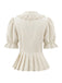Beige 70er Bluse mit Peter-Pan-Kragen und Puffärmel